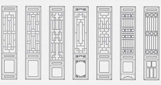 泌阳常用中式仿古花窗图案隔断设计图